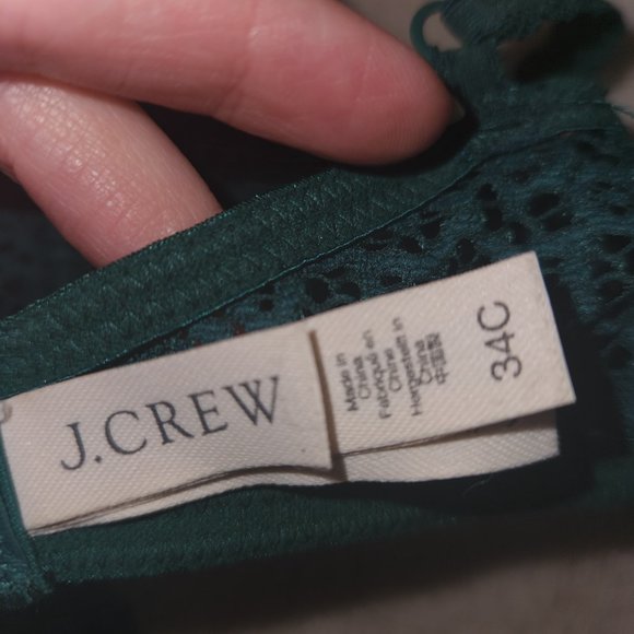 NWOT J Crew Allover Lace Balconette Bra In Academic Green, 34C, Style #K1570 - Picture 6 of 7